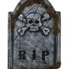 1.5 Ft Skull Face Tombstone With Moss