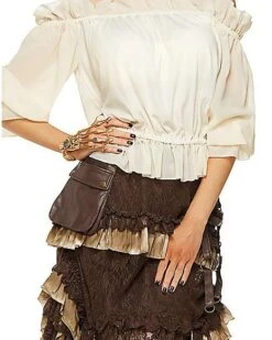 Ivory Off The Shoulder Shirt -Online Halloween Costumes 01315563 c