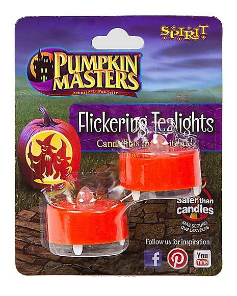 Flickering Pumpkin Tealights 1 Flickering Pumpkin Tealights
