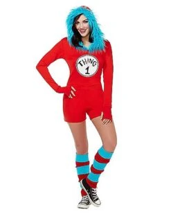 Adult Thing 1 And Thing 2 Romper Costume - Dr. Seuss
