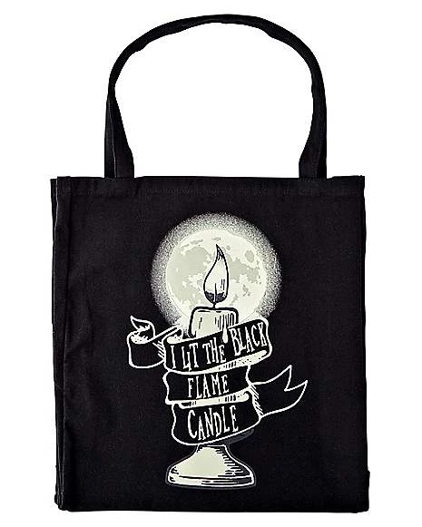 Black Flame Candle Tote Bag - Hocus Pocus 1 Black Flame Candle Tote Bag - Hocus Pocus