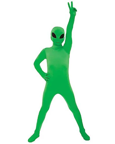 Kids Green Alien Skin Suit Costume 1 Kids Green Alien Skin Suit Costume