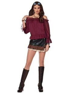 Adult Burgundy Ruffle Top