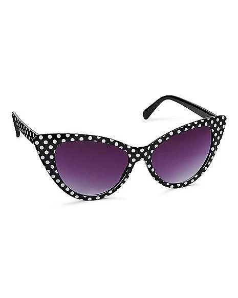 Black And White '50s Polka Dot Sunglasses 1 Black And White '50s Polka Dot Sunglasses