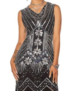 Adult Black Beaded Flapper Dress 7 Adult Black Beaded Flapper Dress -Online Halloween Costumes 01470350 d