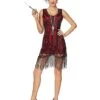 Adult Burgundy Beaded Flapper Dress