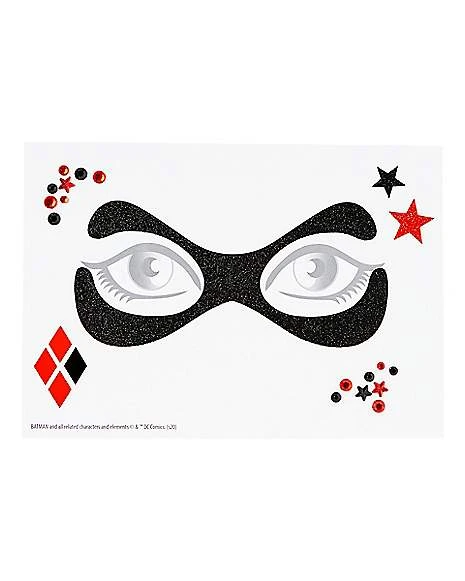Harley Quinn Peel And Stick Face Tattoo Decals - DC Comics 1 Harley Quinn Peel And Stick Face Tattoo Decals - DC Comics