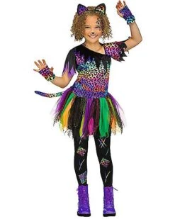 Kids Wild Rainbow Cat Costume