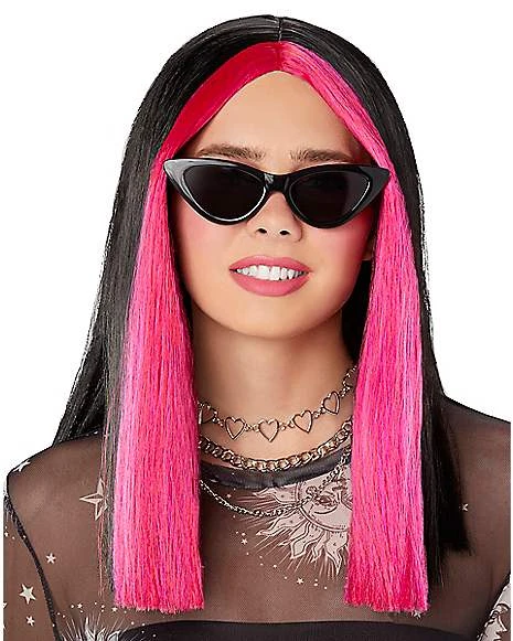 Pink And Black Money Piece Wig 1 Pink And Black Money Piece Wig