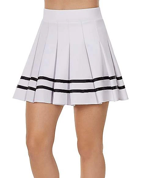 White Striped Pleated Cheerleader Skirt 1 White Striped Pleated Cheerleader Skirt