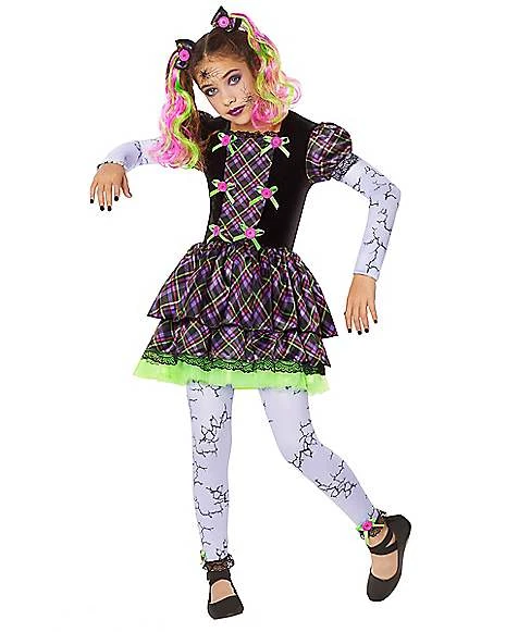 Kids Neon Broken Doll Costume 1 Kids Neon Broken Doll Costume