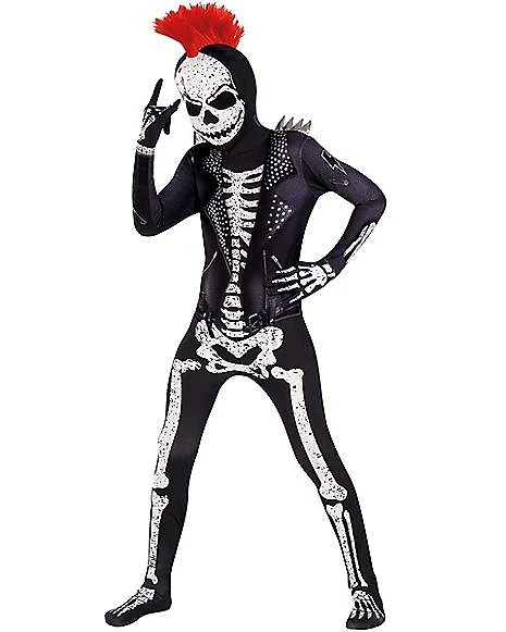 Kids Punk Skeleton Skin Suit Costume 1 Kids Punk Skeleton Skin Suit Costume