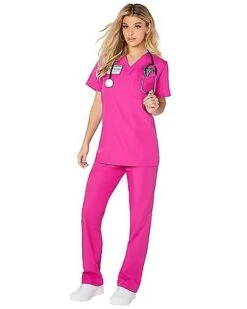 Adult Magenta Medical Scrubs Costume