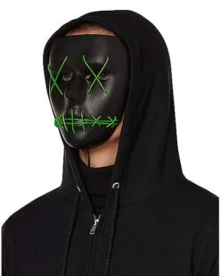 Light Up EL Wire Green Stitched Black Half Mask -Online Halloween Costumes 01548692 d