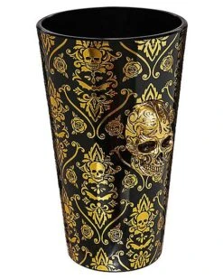 Gothic Noir Skull Glass Set 2 Pack - 16 Oz. -Online Halloween Costumes 01564442 e