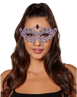 Purple Butterfly Crystal Eye Half Mask