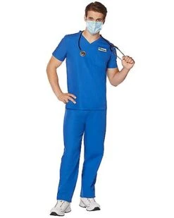 Adult Blue Medical Scrubs Costume -Online Halloween Costumes 07574312 c