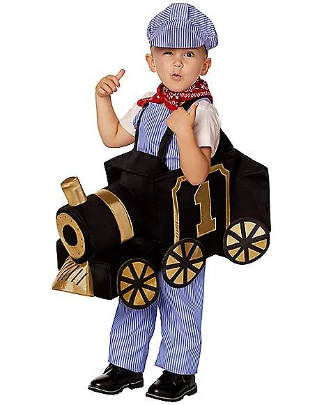 Toddler Ride-Along Train And Conductor Costume 1 Toddler Ride-Along Train And Conductor Costume